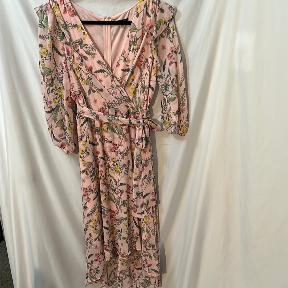 Tommy Hilfiger Womens Floral Pink Tie Sash Dress Size 10